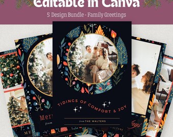 Family Greetings Christmas Card TEMPLATE Holiday Greetings BHDxmas007