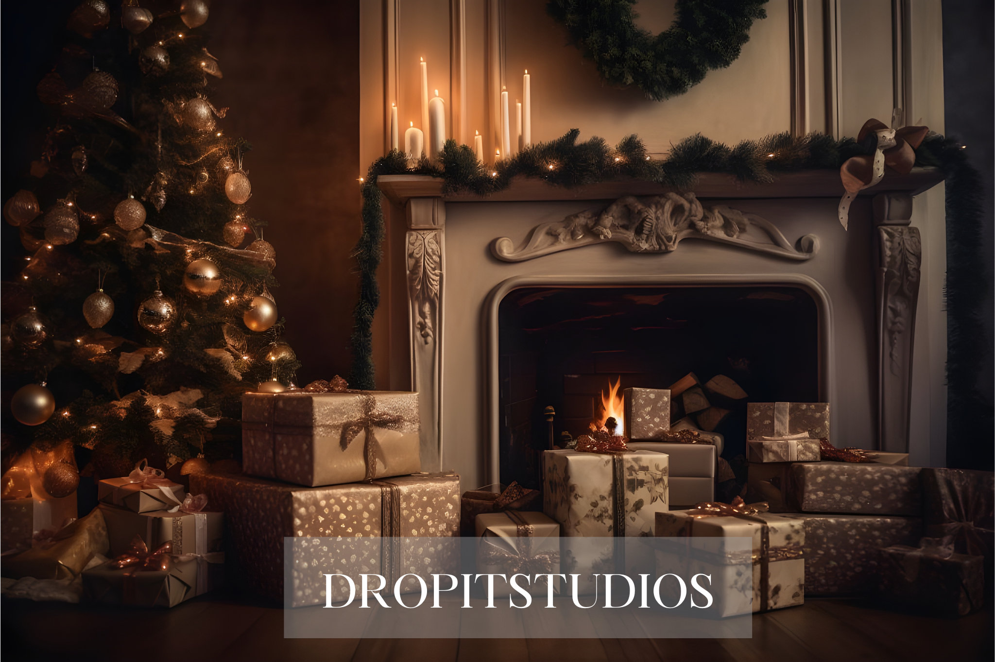 10 Christmas Fireplace Digital Backdrops Download Backdrops Christmas ...