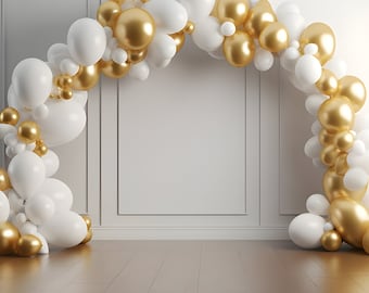 Witgoud digitale achtergrond ballon boog viering downloaden achtergronden partij verjaardag evenement overlay achtergrond Photoshop Studio