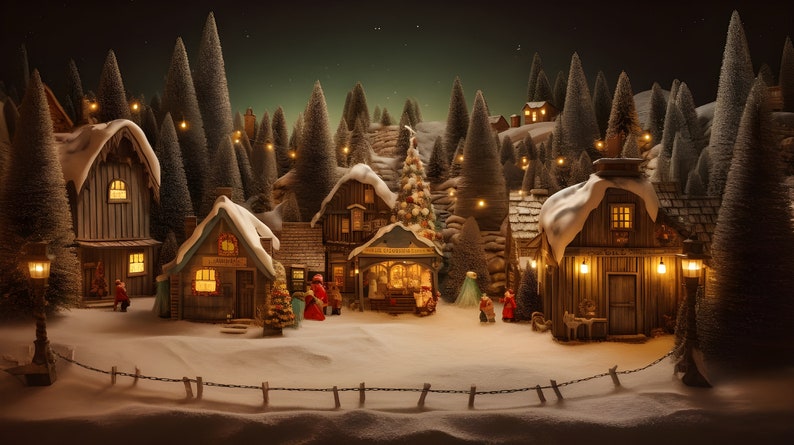 Christmas Village Digital Backdrop Download Backdrops Christmas Holiday ...