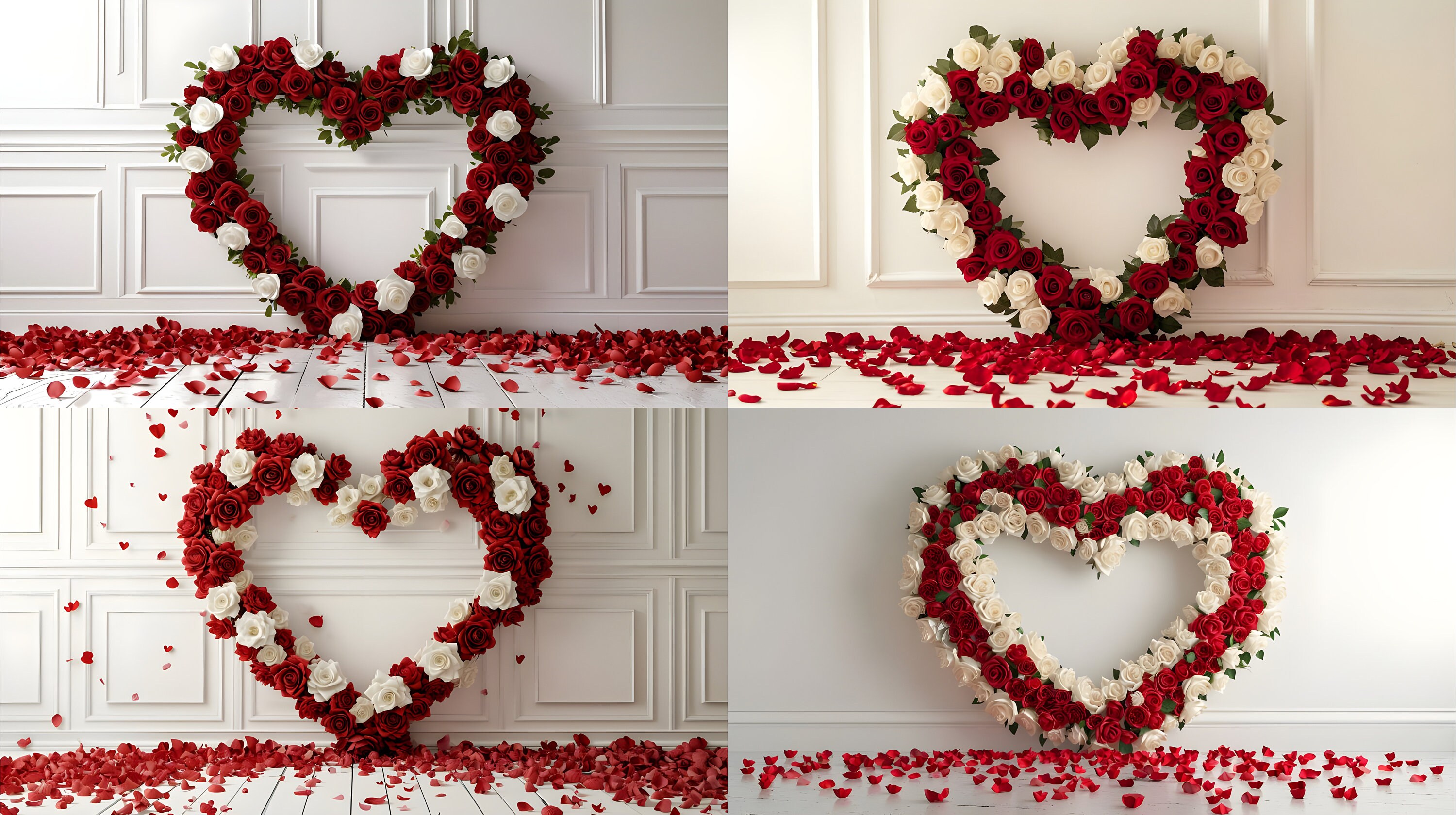 Real Roses Heart Frame 40 Red White Rose Heart Frame Digital Backdrops Download Backdrops ...