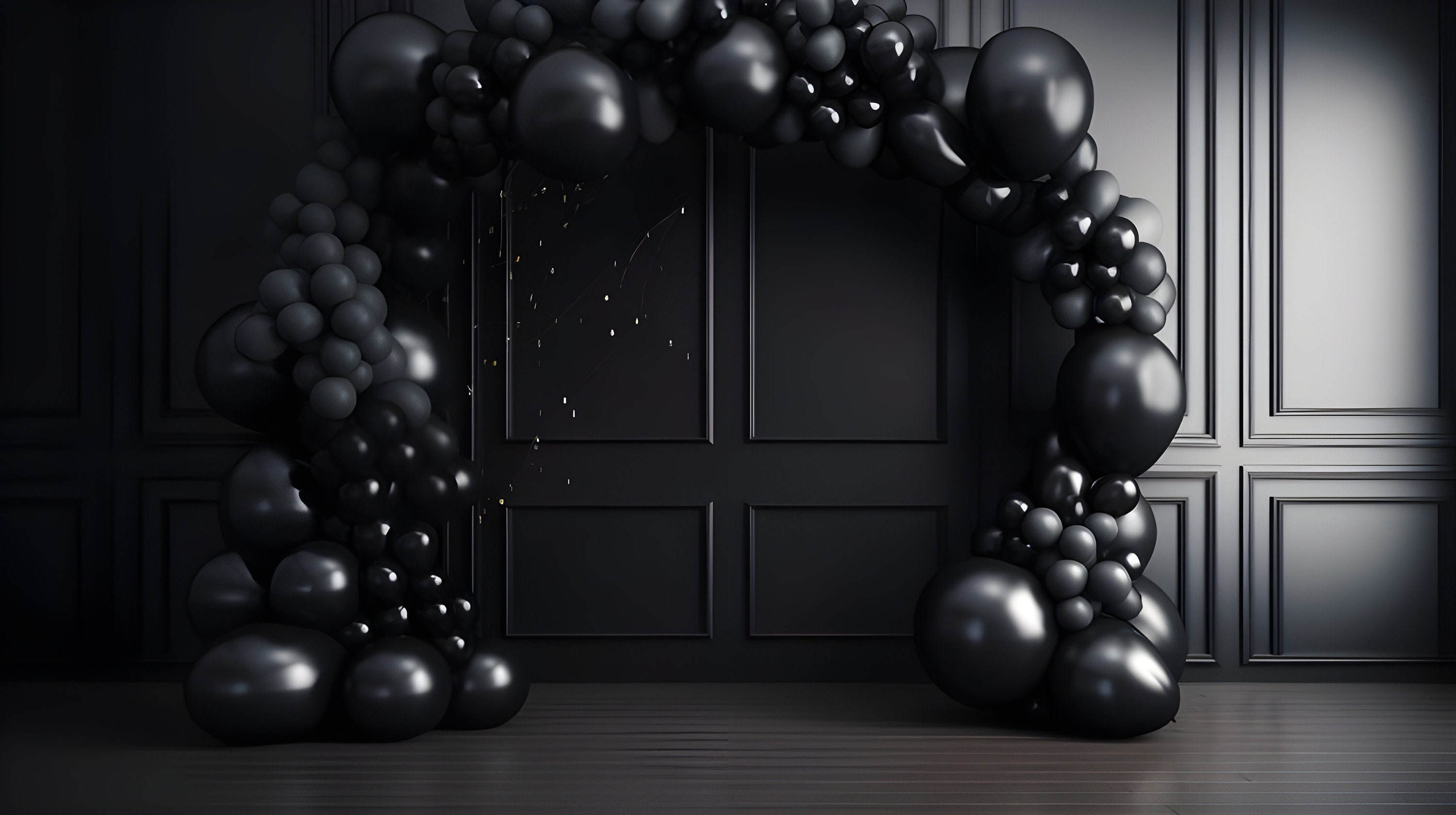 Black Digital Backdrop Balloon Arch Celebration Download Backdrops Spooky Dark Halloween Overlay Background Photoshop Studio