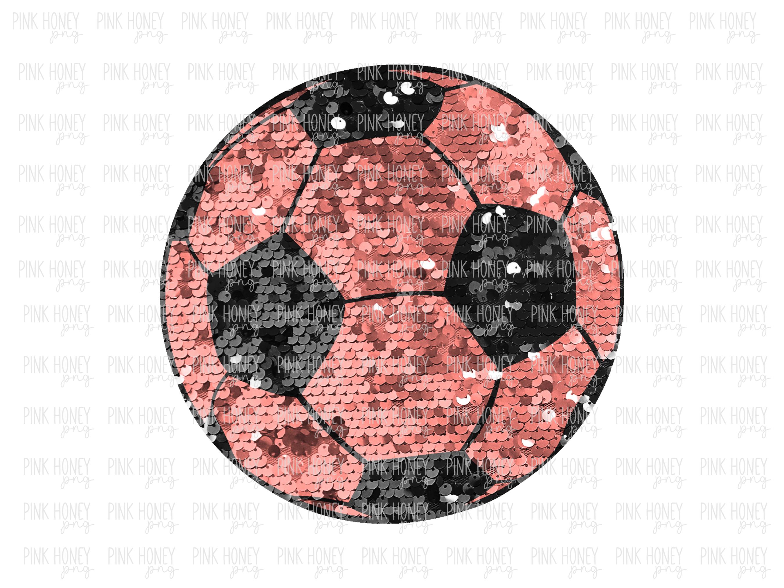 Pink Sequin Glitter Soccer Ball PNG Soccer Sublimation T-shirt Design