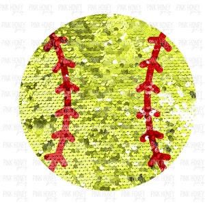 Red Sequin Glitter Softball PNG Glitter Softball Png Digital Design Sports Png Ball Clipart Cute Sparkly Png Design Sports Clipart