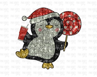 Sequin Penguin Png Glitter Christmas PNG Sparkly Christmas Digital Design Xmas png Cute Penguin PNG Merry Christmas Tshirt Design