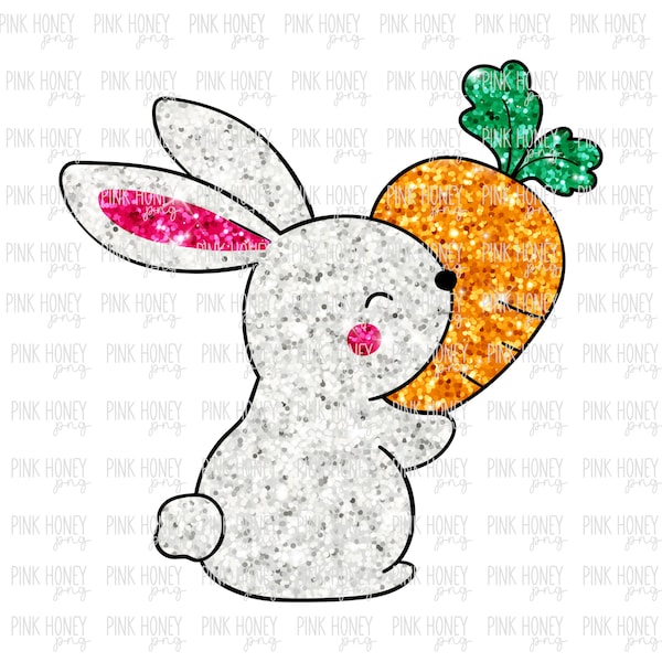 GLITTER Easter Bunny Png Easter Digital Design Cute Sparkly Bunny Clipart Easter PNG Glitter PNG Trendy Png Easter Tshirt Design