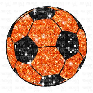Bola de futebol brilhante PNG Laranja Futebol Sublimação T-shirt Design Sequin Futebol PNG Bolas esportivas brilhantes Bonito Digital Tshirt Download