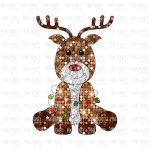 Sequin Rendieren Png Glitter Rendieren Digitale Download Kerst T-shirt Design Vakantie Sublimatie Tee Sparkly Rode Neus Tshirt Bestand Kerst