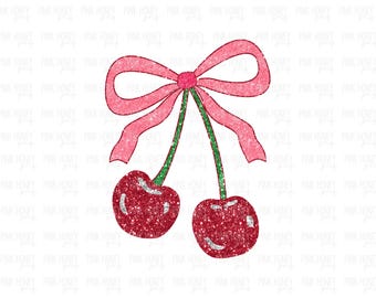 Pink Glitter Cherry Glitter Cherries PNG Cherry T-shirt Design Coquette Png Trendy Coquette Png Glitter Coquette