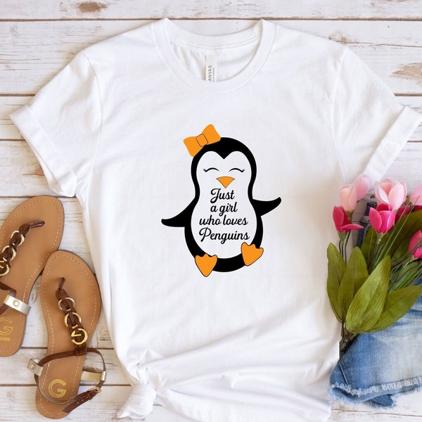 Penguin Tshirt, Penguin Lover Tee, Penguin Lover Gift, Just a Girl Who Loves Penguin Shirt, Animal Lover Tee, Zoo Aquarium Gift,Penguin Gift