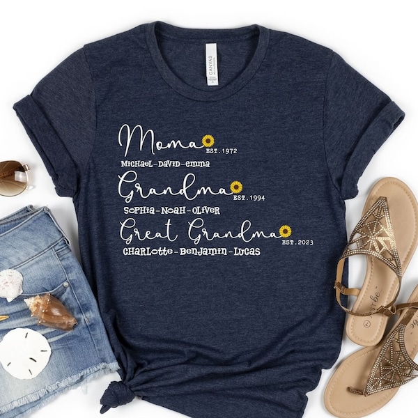 Mom Grandma Great-Grandma Shirt, Personalized Great Grandma Shirt, Announcement for Great Grandma, Baby Reveal To Family, Mothers Day Shirt