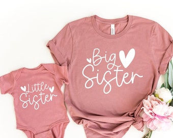 Big Sister Little Sister Shirt Set, Big Sister Reveal T-shirt, Baby Announcement Tee, Big Sis Announcement Tee, Big Sis Toddler Tee,Lil Sis