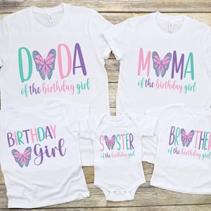 Butterfly Birthday Family Shirts, Family Matching Pastel Butterfly Girl Birthday Shirts, 1st Birthday T-Shirt, Butterfly Theme Party Shirt