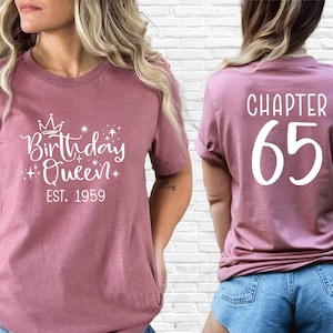 Birthday Queen Shirt, 65th Birthday Shirt Women, Birthday Date Est Shirt, Custom Birthday Women Tee, 1959 Birthday Shirt, 65th Birthday Gift