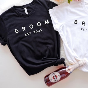 Bride and Groom Shirt, Bride and Groom EST 2025 Shirt, Bridal Shower Gift, Engagement Gift, Gift for Bride, Matching Bride and Groom Shirts