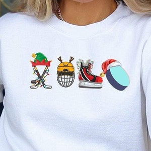 Christmas Ice Hockey Sweatshirt, Hockey Team Sweatshirt, Xmas Holiday Sweatshirt, Hockey Mom Sweatshirt, Xmas Sports Sweater, Christmas Gift