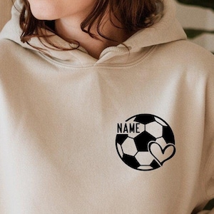 Personalized Soccer Mom Pocket Hoodie, Custom Soccer Ball Minimalist Hoodie, Custom Soccer Name Hoodie, Sports  Hoodie