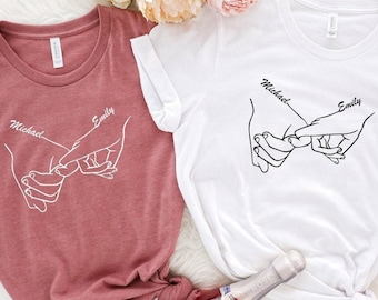His and Her T-shirt, Couple Valentines Day Shirt, Husband and Wife Tee, Gift for Girlfriend, Holding Hands T-shirt, Valentine Present Tee