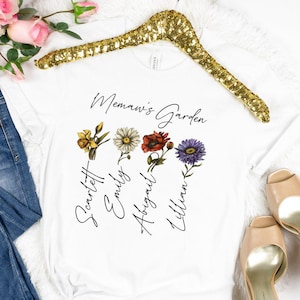 Birth Month Flowers Shirt, Custom Grandmas Garden Shirt, Personalized Grandkids Names Shirt, Mother&#39;s Day Gift, Custom Nana&#39;s Garden Shirt
