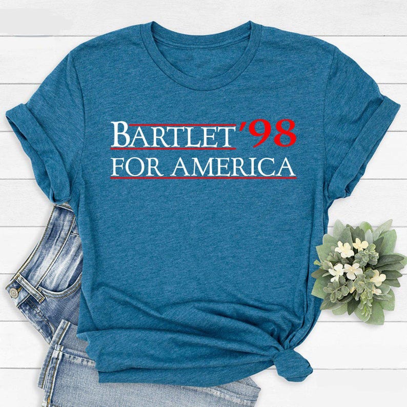 West Wing Bartlet For America 1998 T-Shirt, Election Campaign Shirt, USA Independence Day Tee, Fourth of July Gift, Patriotic Women Tshirt image 2