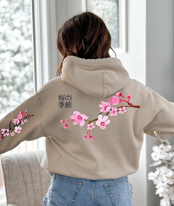 Japanese Cherry Hoodie, Sakura Hoodie, Japanese Hoodie, Japan Travel Gift, Aesthetic Hoodie, Kawaii Hoodie, Japanese Fashion Hoodie