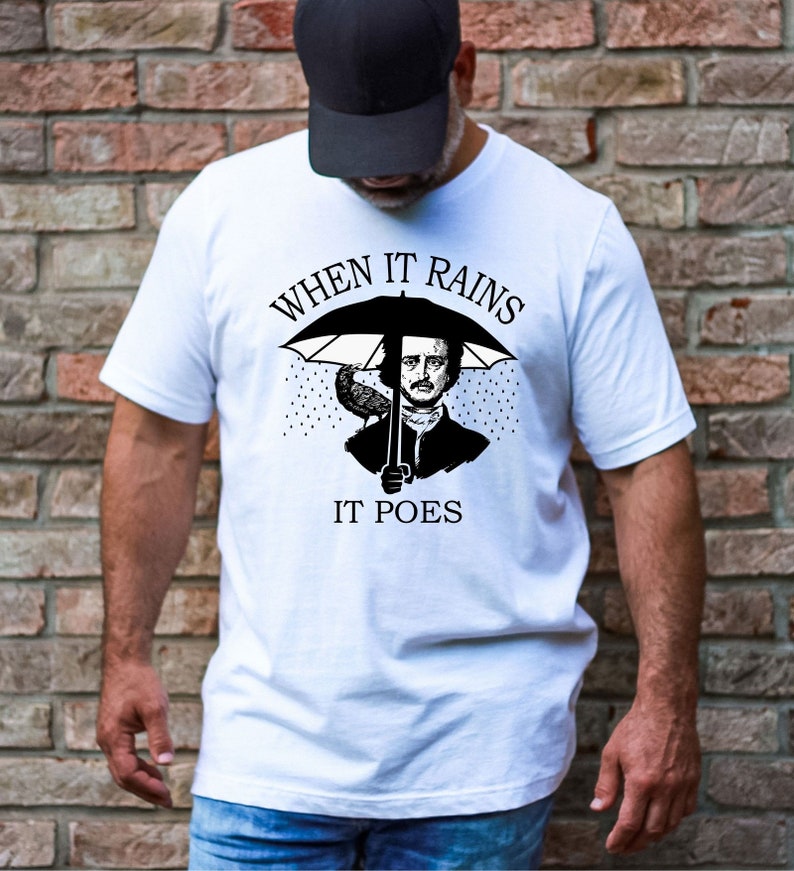 Funny Reading Shirt, When It Rains It Poes Shirt, Reading Lovers Gifts, Only Like Reading Shirt, Cute Reader T-shirts, Book Lover Shirt image 3