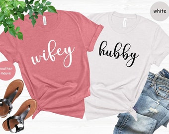 Honeymoon Shirt ,Hubby Wifey Shirts, Wedding Shirt, Bridal Party Shirts, Wifey Shirt, Personalize Hubby Wifey Shirt, Hubby Shirt,Married Tee