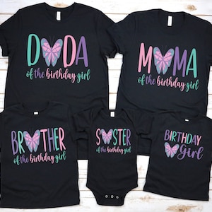 Family Matching Pastel Butterfly Girl Birthday Shirts, 1st Birthday T-Shirt, Butterfly Theme Party Shirt, Butterfly Birthday Family Shirts