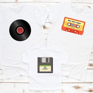 Daddy and Baby Shirt, Musical Theme Grandpa Dad Baby Shirt, Father&#39;s Day Gift, Funny Playlist Shirt, Mix Tape Album Matching Generation Tee