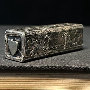 Antique Hand Engraved .800 Silver Lipstick Case