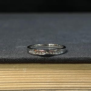 14K White Gold Channel Set Diamond Stacking Ring