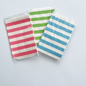 Bolsas de golosinas de papel con rayas finas - 3 opciones de color