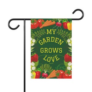 Bandiera decorativa da giardino, striscione decorativo da giardino, "Il mio giardino coltiva amore"