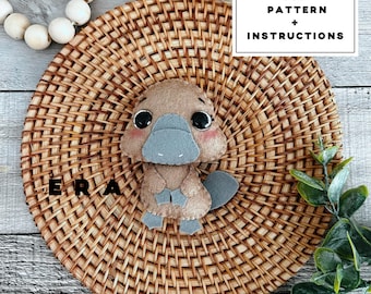 Platypus animal felt PDF Patterns. Easy pattern. DIY felt toys for kid. Stuffed animal. Animals pattern. Australian animal. Great DIY gift.