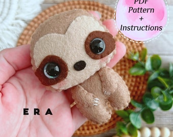 Sloth felt PDF Patterns. DIY felt toys. Sewing pattern. Animal pattern. Stuffed animal plush. Felt pattern. Cute sloth toys. Great DIY gift.