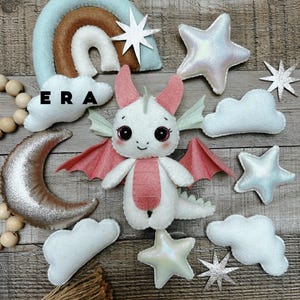 Dragon Set PDF Pattern. Stuffed Animal Pattern. Cute Dragon Plush. DIY Felt Toys Dragon/ Rainbow/ Moon/ Sparkle/ Cloud/ Star. Great DIY Gift image 13