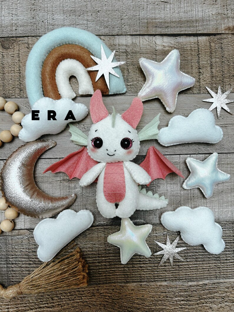 Dragon Set PDF Pattern. Stuffed Animal Pattern. Cute Dragon Plush. DIY Felt Toys Dragon/ Rainbow/ Moon/ Sparkle/ Cloud/ Star. Great DIY Gift image 13