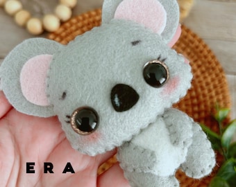 Koala animals felt PDF Patterns. Easy pattern. DIY felt toys for kid. Stuffed animal. Animals pattern. Australian animal. Great DIY gift.