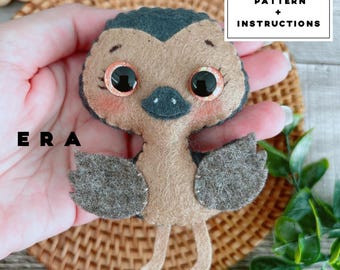 Emu animal felt PDF Patterns. Easy pattern. DIY felt toys for kid. Stuffed animal. Animals pattern. Australian animal. Great DIY gift.