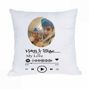 Personalised Song Cushion, Custom Music Throw Pillow, Any Image, Song, Playlist or Album Cover, Romantic Anniversary