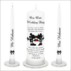 Ensemble de bougies de mariage personnalisé Mickey et Minnie Mouse Unity, cadeau souvenir d&#39;anniversaire de la Saint-Valentin,