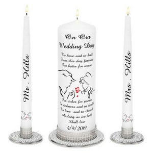 Ensemble de bougies de mariage personnalisées La Belle et la Bête Unity, cadeau souvenir d&#39;anniversaire de Saint-Valentin,