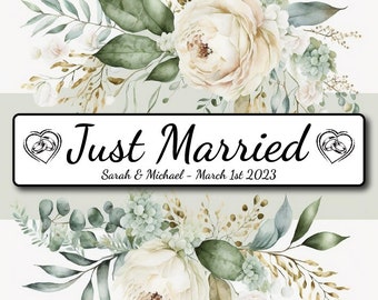 Just Married Hochzeit Nummernschild - Paar Name & Datum