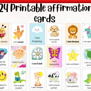 Affirmationskarten für Kinder zum Ausdrucken. Positivitätskarten, Vertrauenskarten für Kinder. Buntes Geschenk für Kinder, Motivation für Kinder