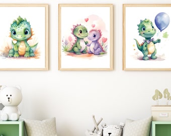 Dinosaur Set Wall Decor, Printable Dinosaur, Nursery Decor Kids's room Dinosaur Wall Art Watercolor Dinosaur, Girl Boy Room Decor Dinosaur