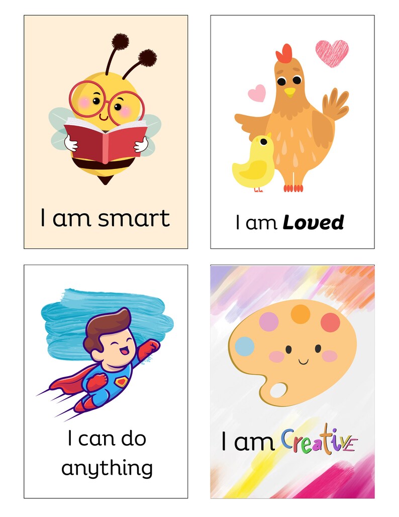 Affirmation Cards for Kids, Printable. Positivity Cards, Building Confidence Cards for Kids. Colorful Gift for Kids, Motivation for Kids image 2