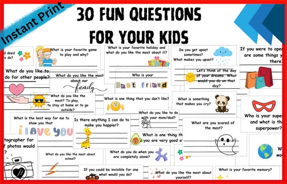 Fun Questions for Kids, Expand Child's VOCABULARY, Writing, Know Child Better, Game for kids Fun Conversations with Kids, Writing Answers