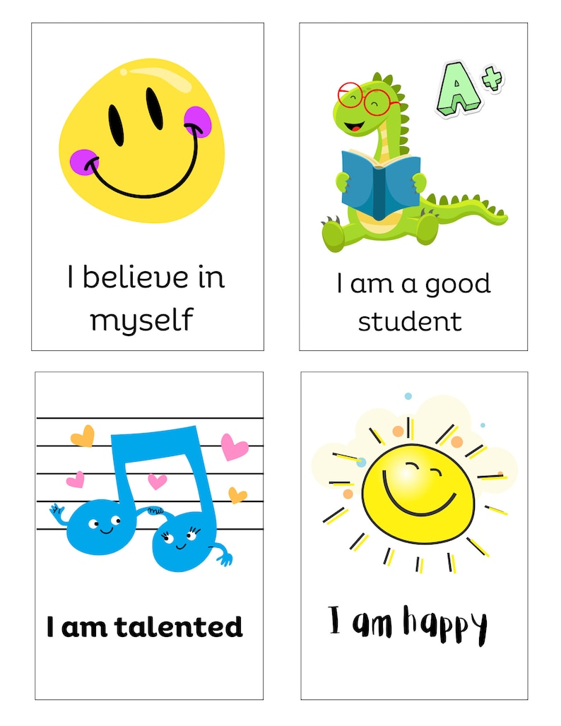 Affirmation Cards for Kids, Printable. Positivity Cards, Building Confidence Cards for Kids. Colorful Gift for Kids, Motivation for Kids image 5