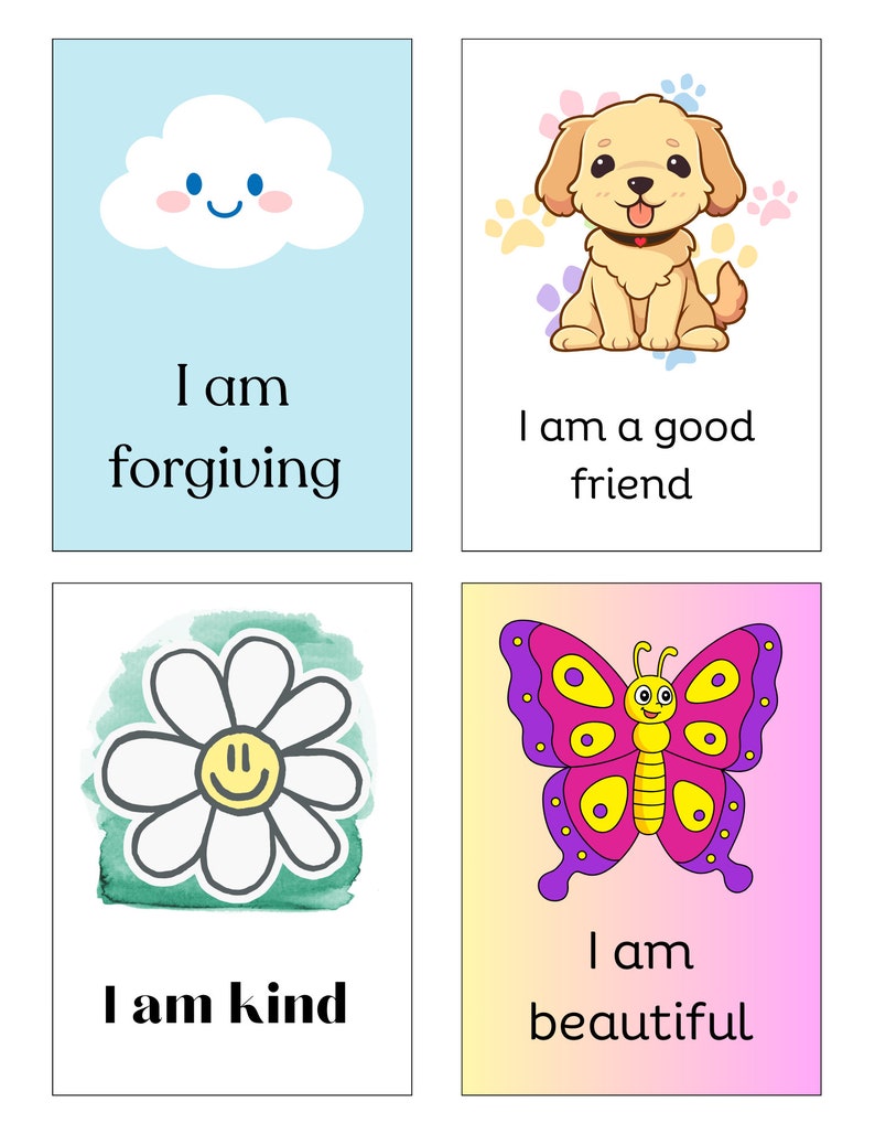 Affirmation Cards for Kids, Printable. Positivity Cards, Building Confidence Cards for Kids. Colorful Gift for Kids, Motivation for Kids image 3