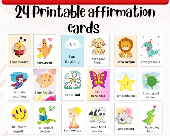 Affirmation Cards for Kids, Printable. Positivity Cards, Building Confidence Cards for Kids. Colorful Gift for Kids, Motivation for Kids